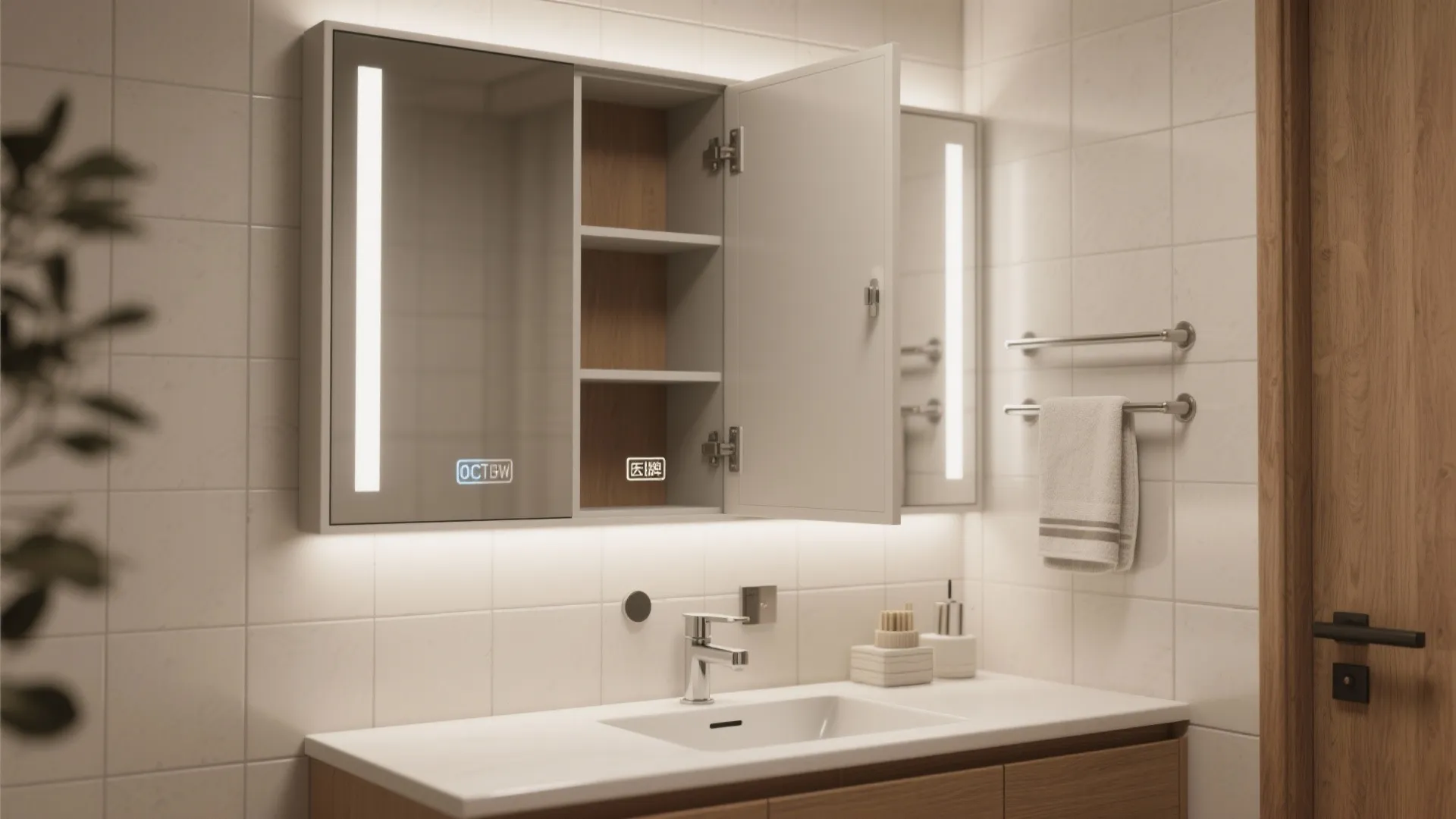 4. Medicine Cabinet with Mirrored Door for Hidden Storage