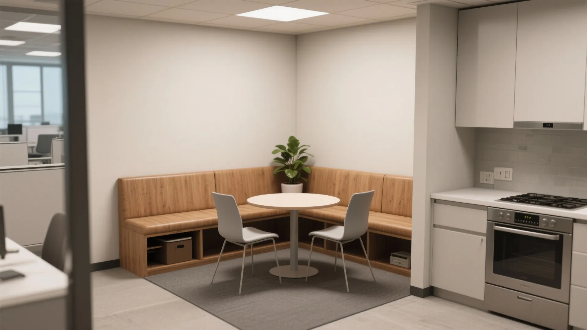 3. Multi-use ‘meeting nook’ inspired by efficient kitchens