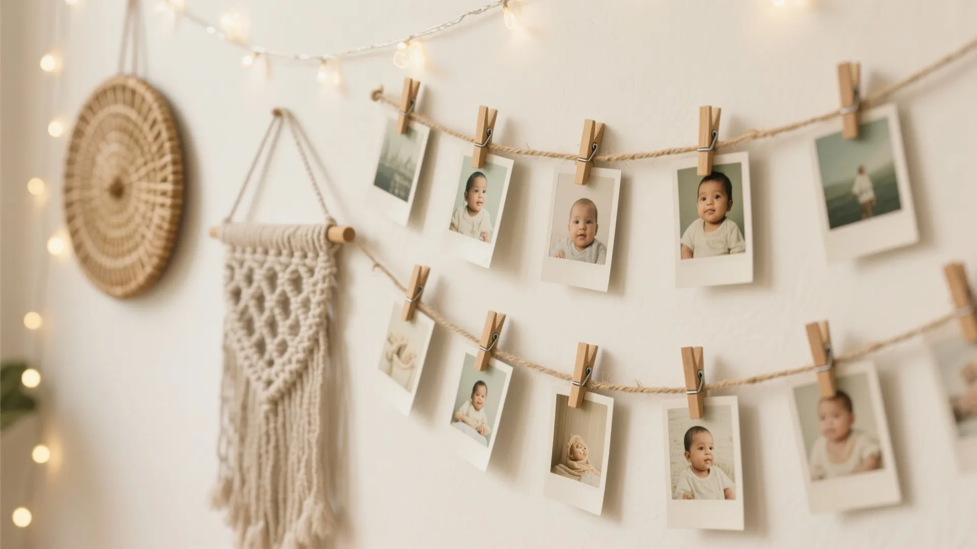 Photo corner with memory wall and baby milestones