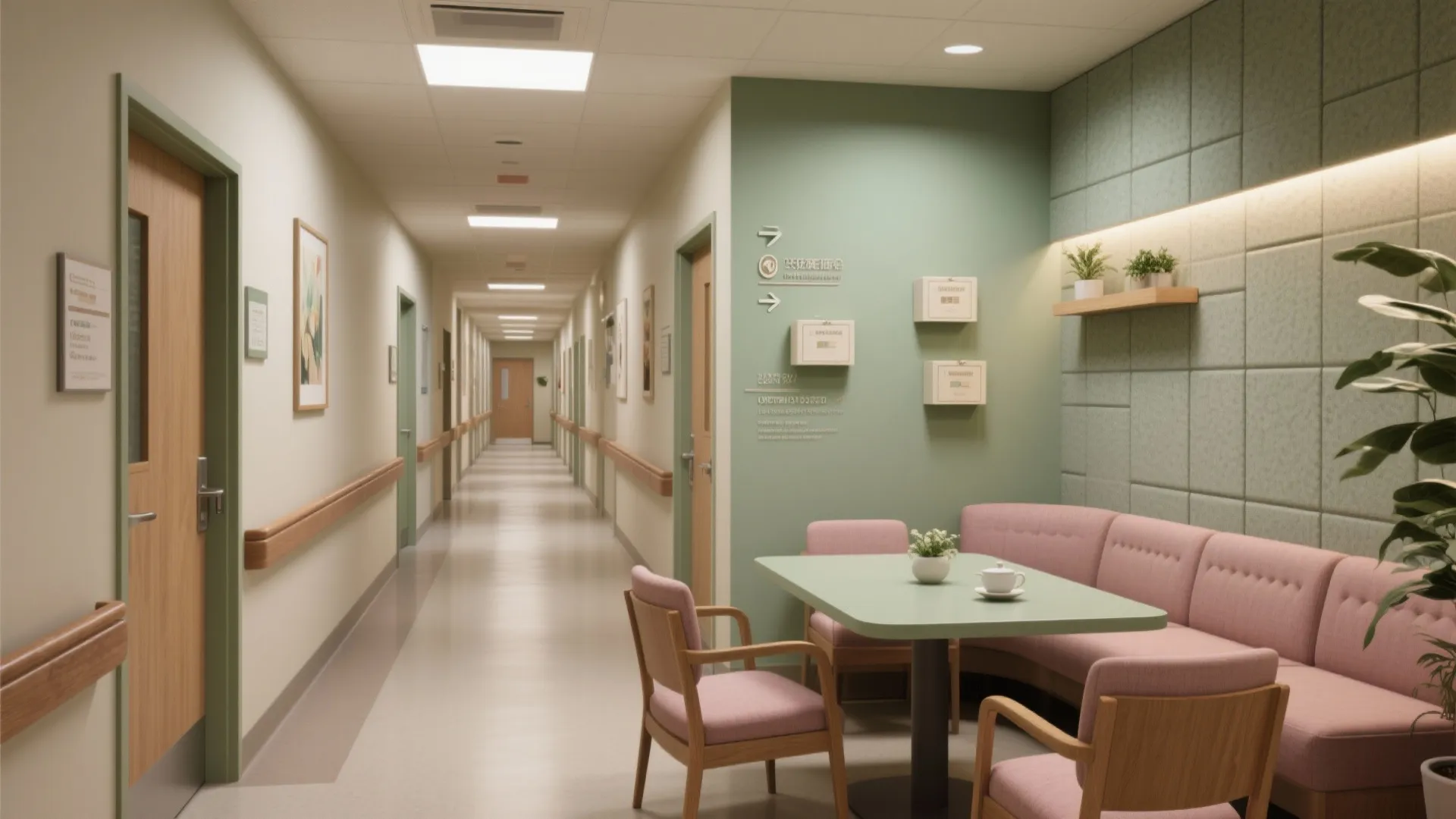 Memory care cues, wayfinding, and gentle safety