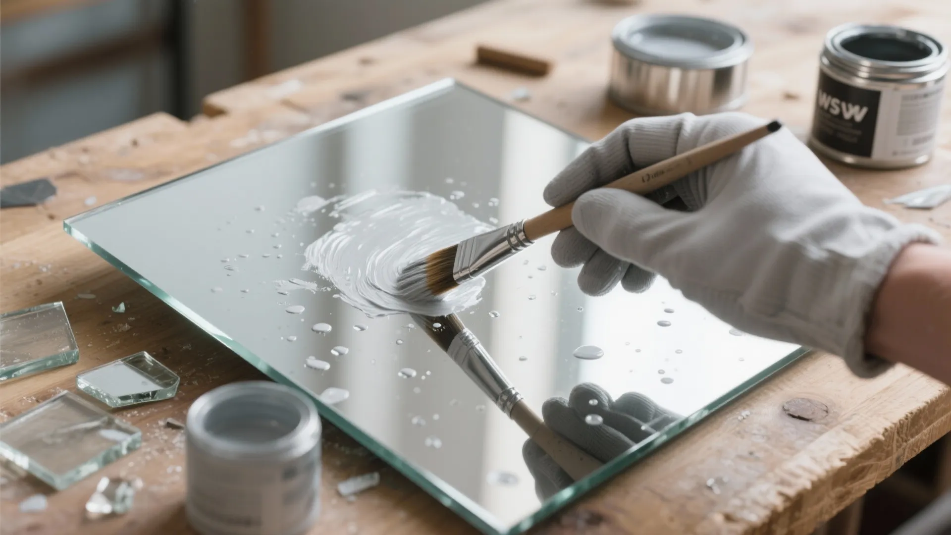 1. Faux Mercury Glass with Silver Paint