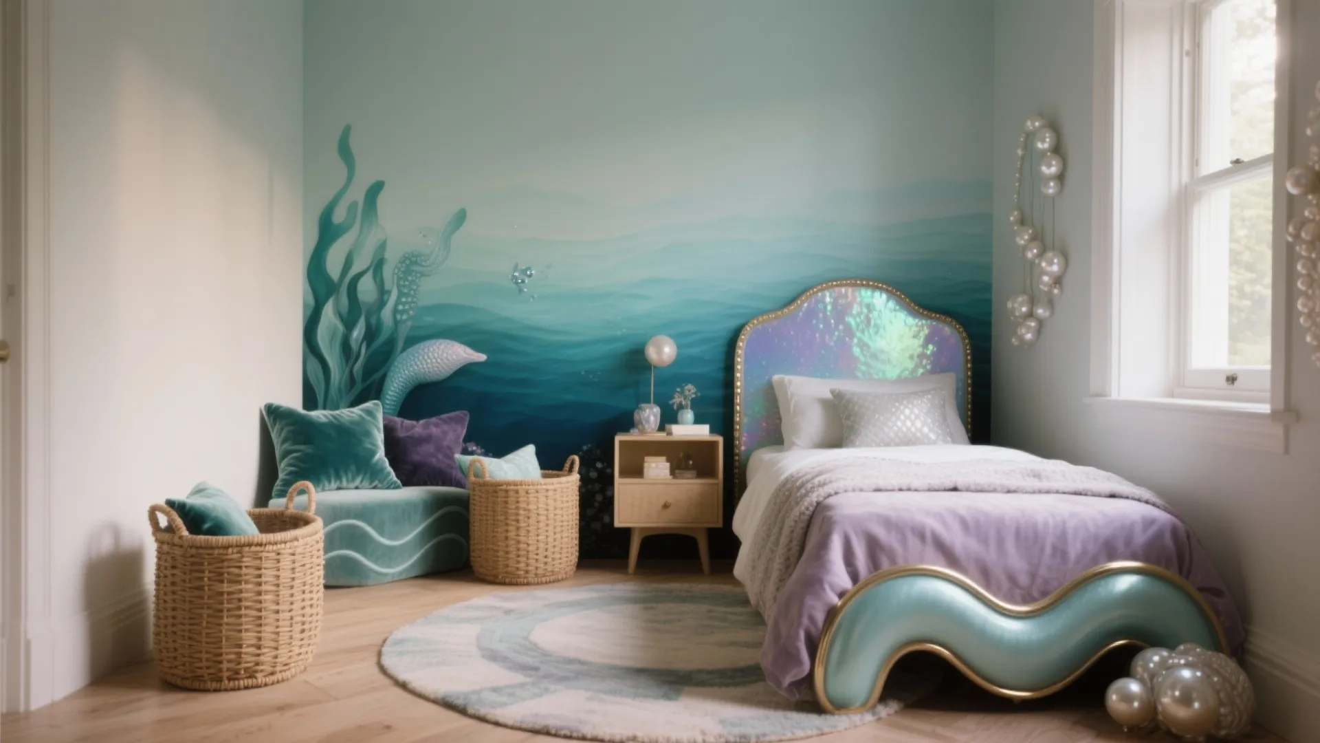 Mermaid Bedroom Decor: 5 Creative Ideas: Coastal color, iridescent finishes and small-space tricks to make a mermaid-themed room feel dreamy and livable.