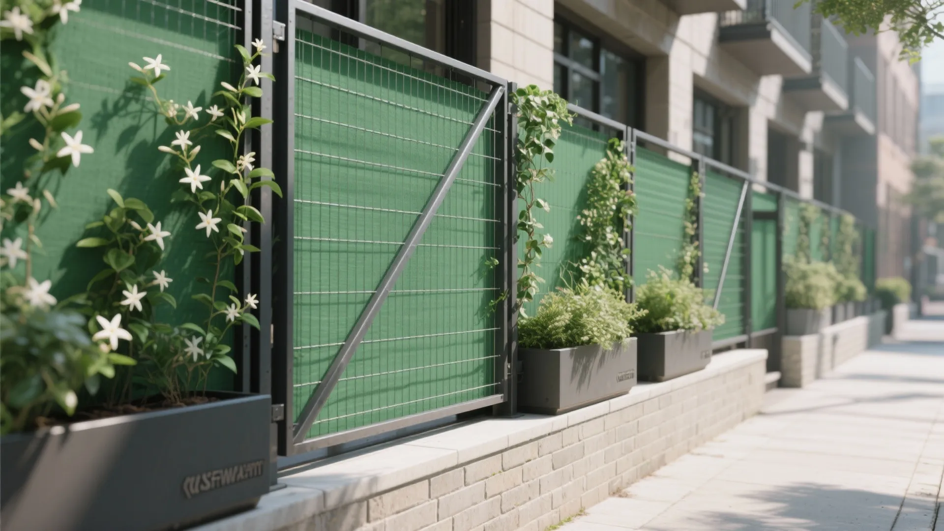 Green Screen Railings with Planters and Mesh