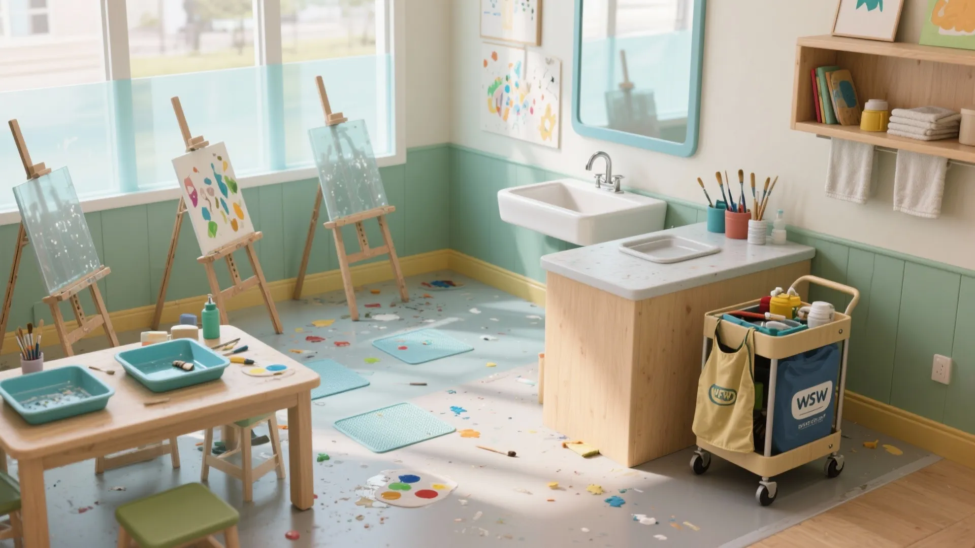 Clean-Forward Creative: Handwashing, Messy Play, and Easy-Care Surfaces