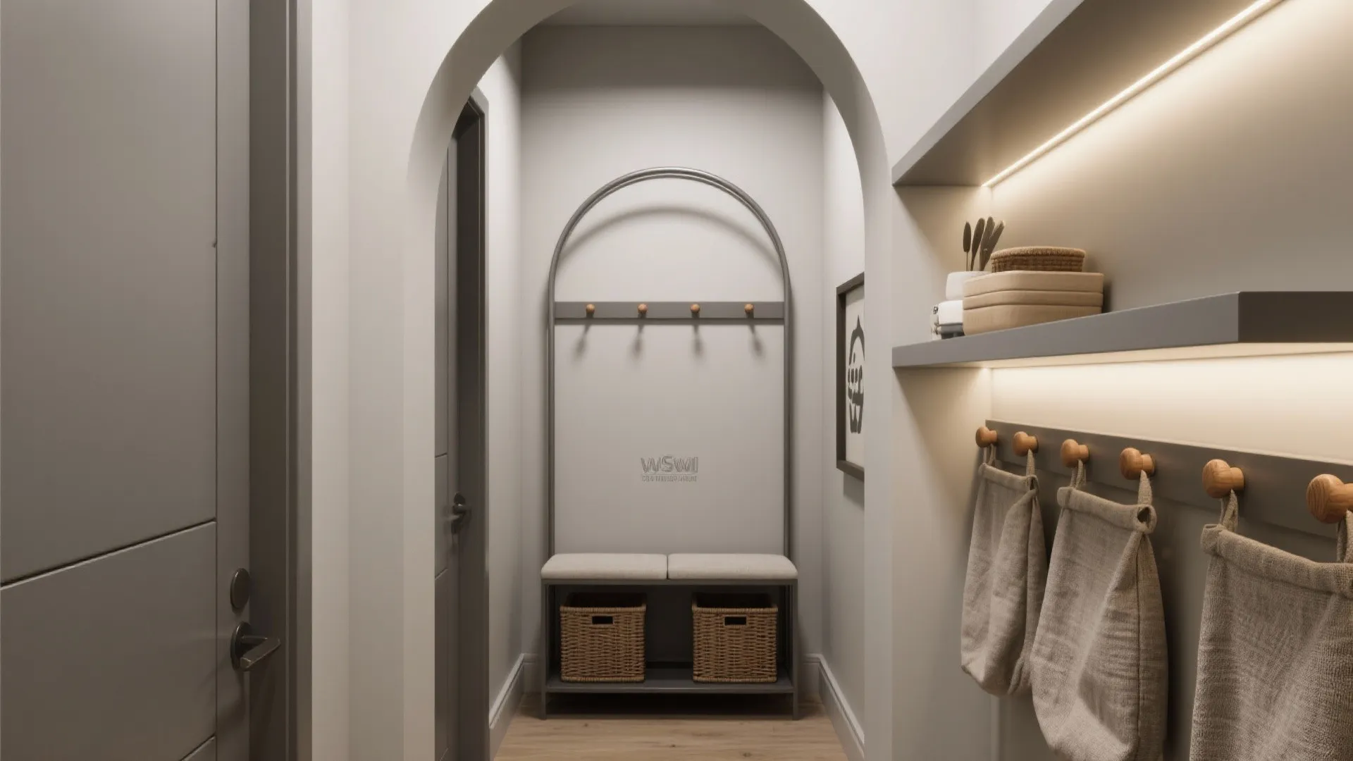 Decorative Metal Arch Frame with Integrated Storage