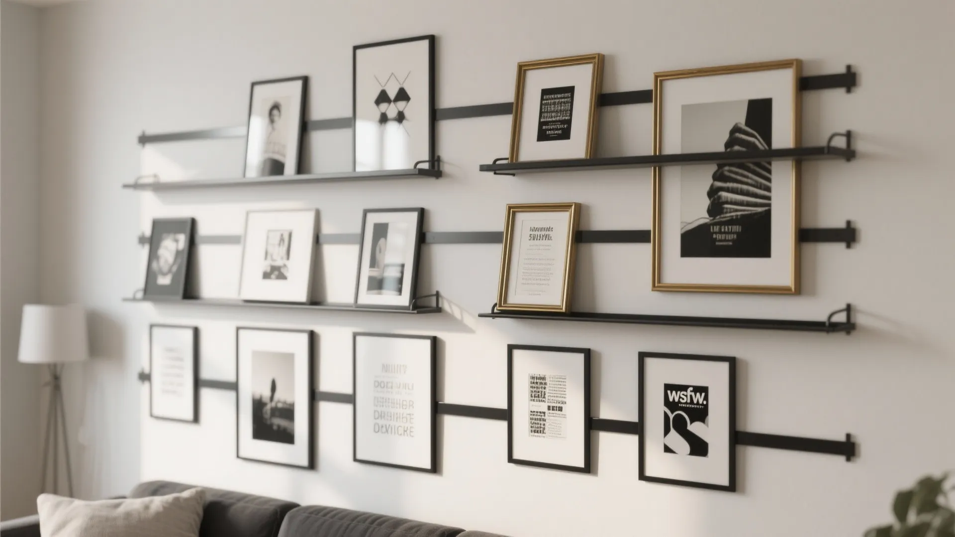 2) Metal Picture Ledges and Art Grid