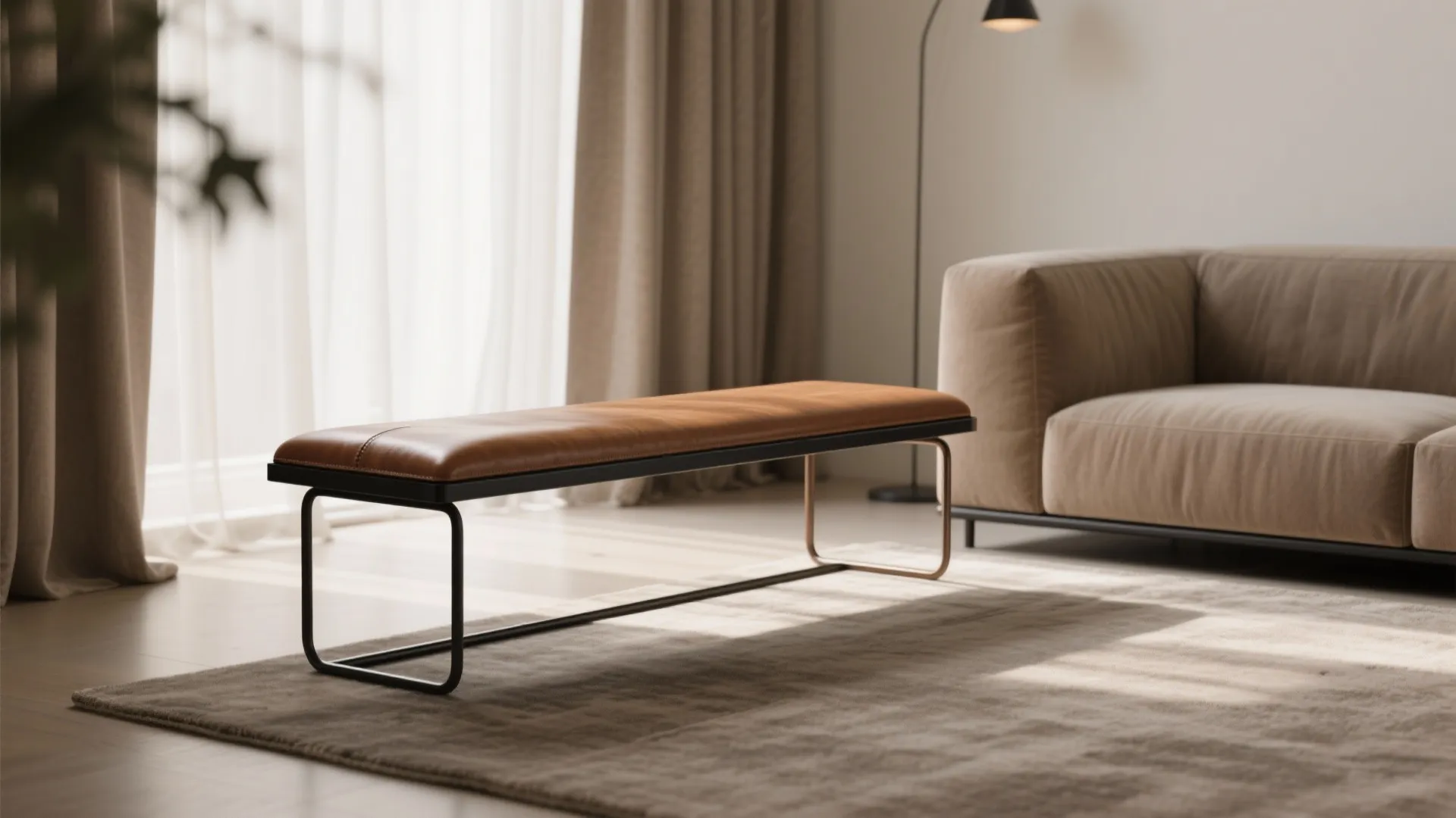 Metal-Framed Bench to Lighten the Visual Weight