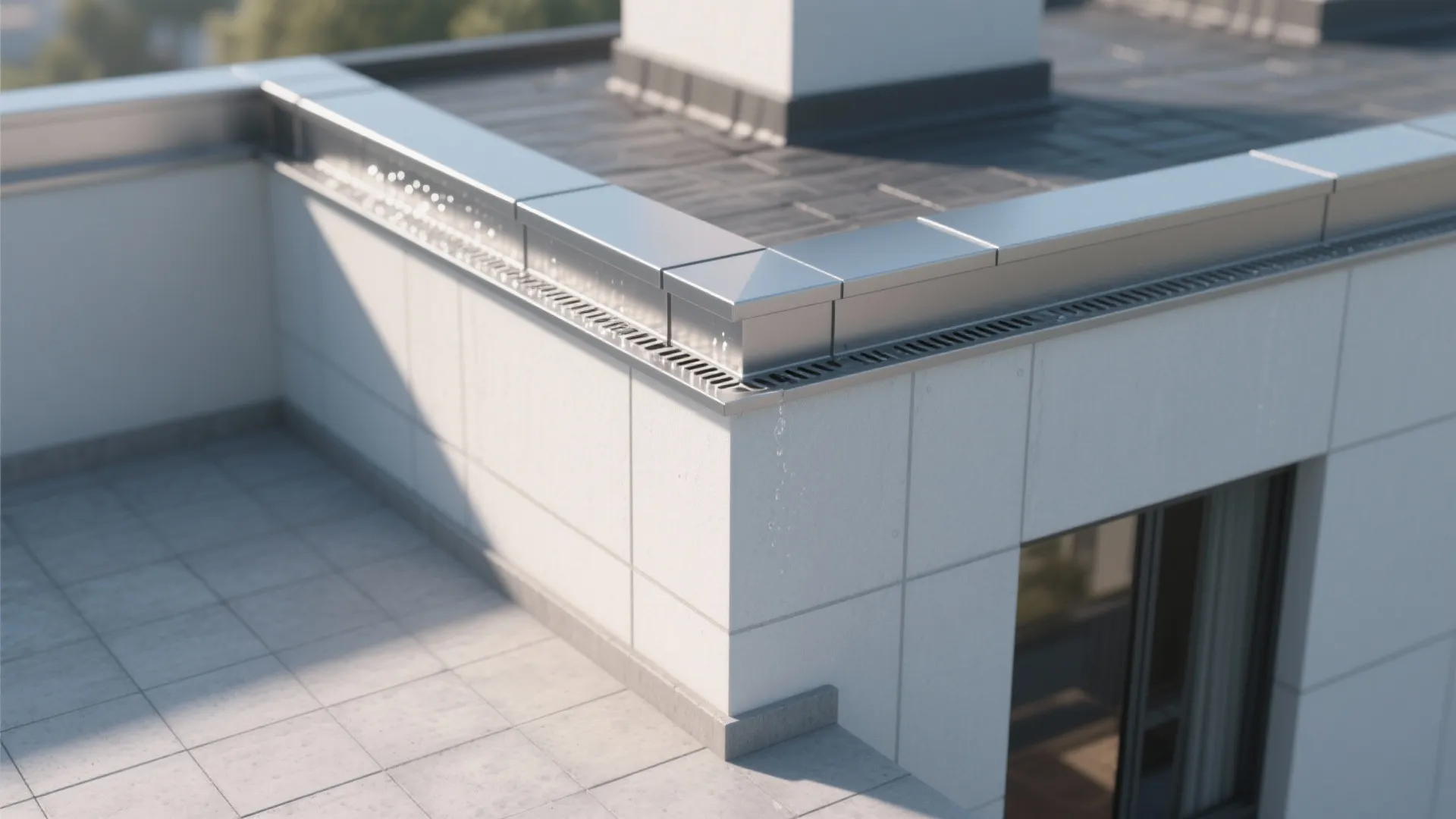 Modern Metal Coping with Concealed Drainage
