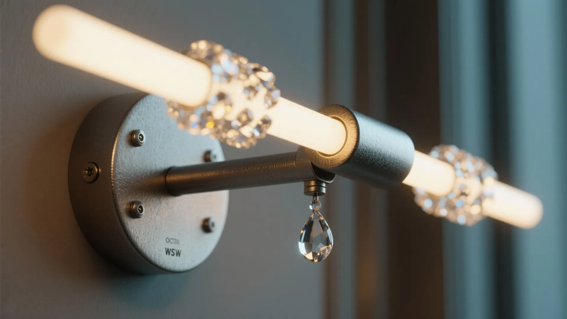 5. Mixed-Material Sconces: Metal + Crystal Accents