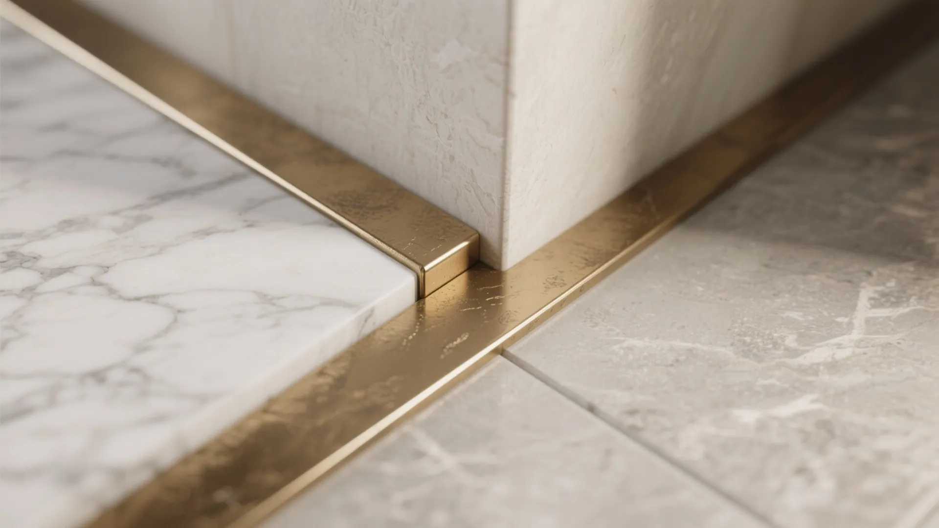 5. Low-profile metal edge with marble infill