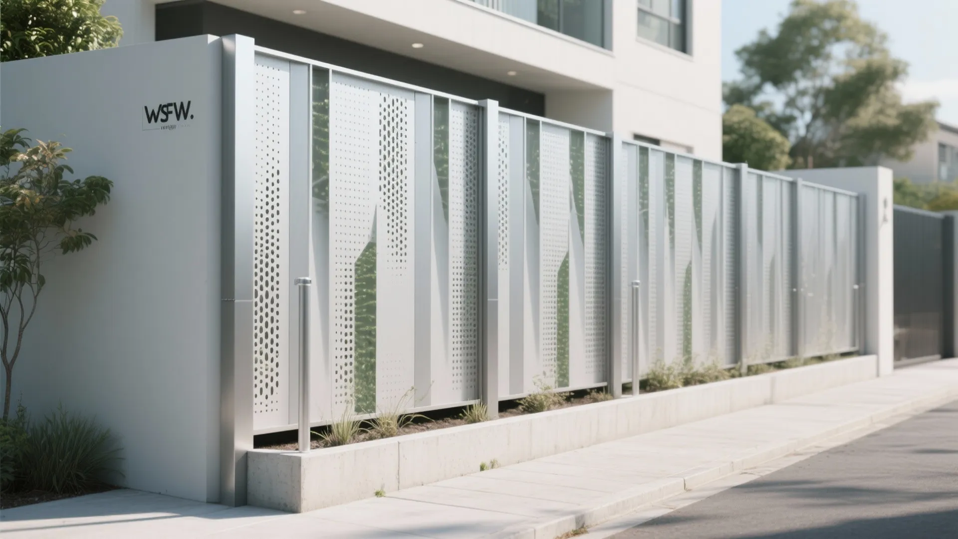 Perforated metal screens or vertical fins