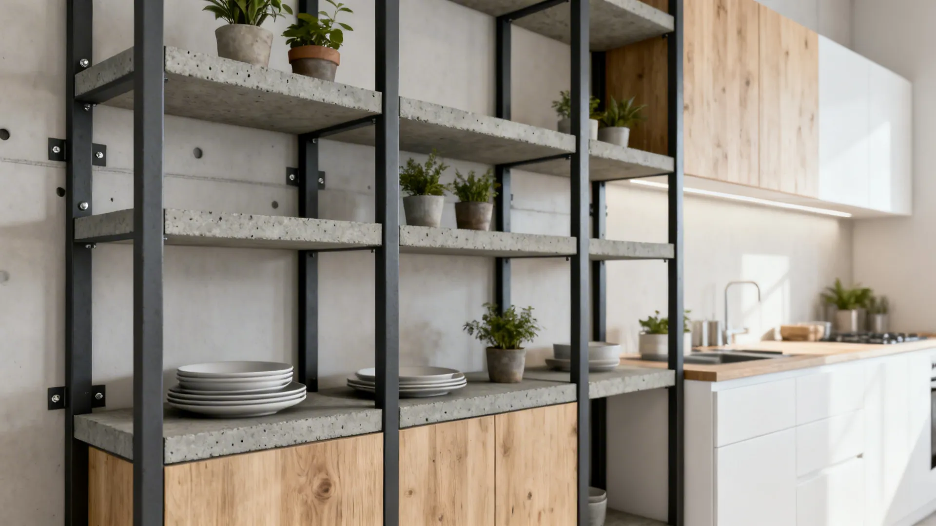 Cement Shelf + Metal Frame Hybrid