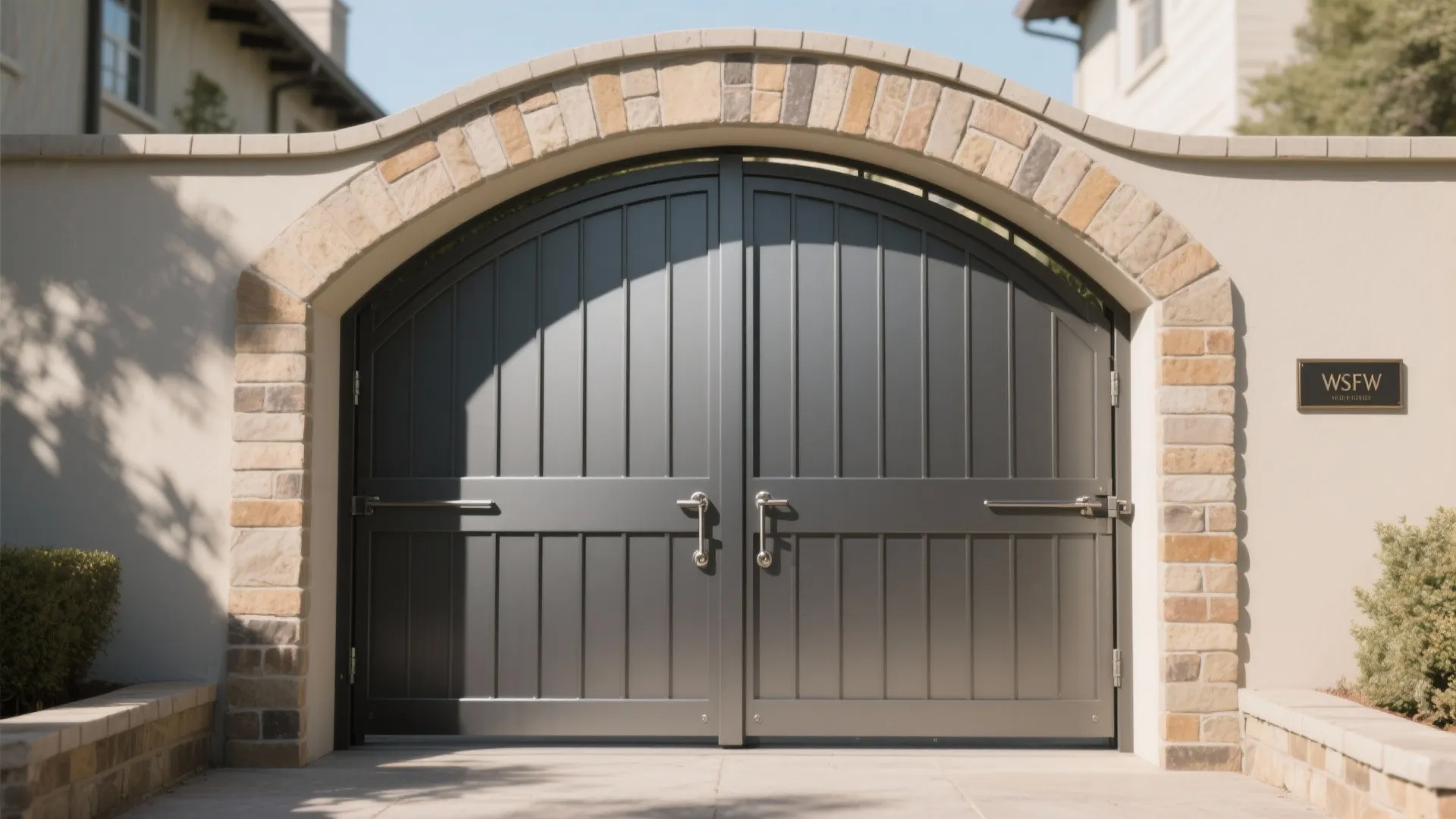Metal Gate Framed by a Masonry Arch (Security Showpiece)