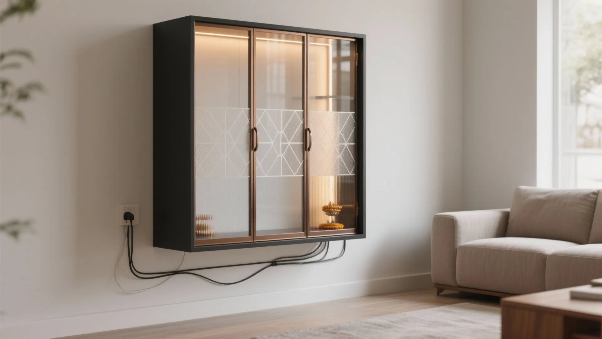 Metal-framed clear glass with patterned film