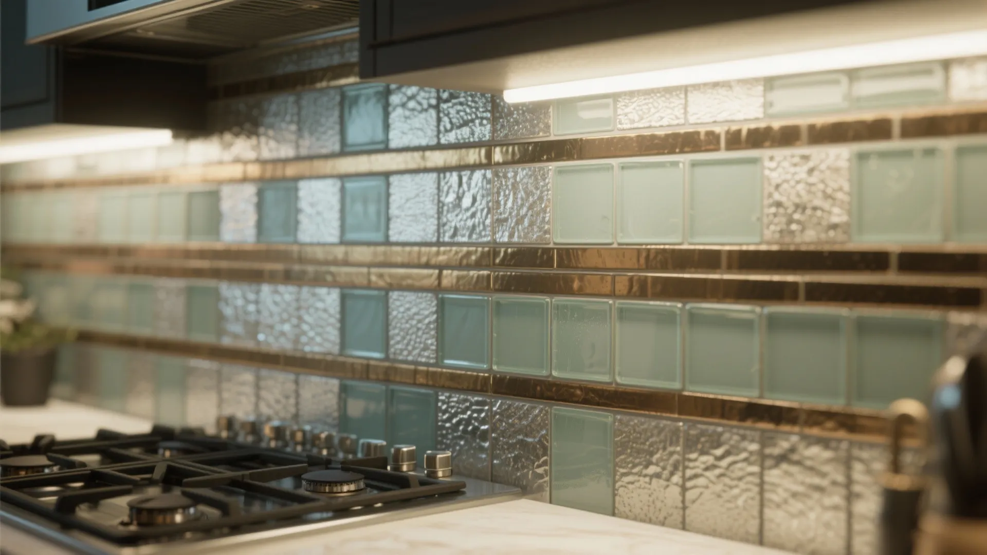 3. Metallic and Glass Mix for Reflective Depth