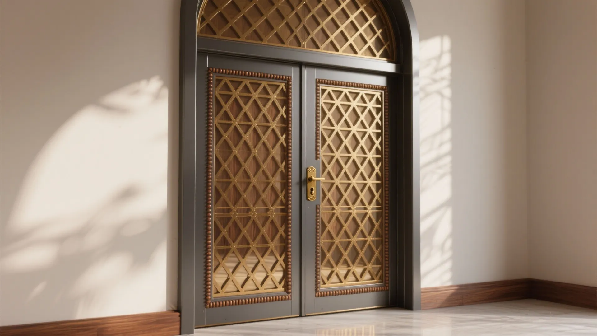 Metal-Framed Jaali with Wood or Brass Infill (₹25,000–₹80,000)