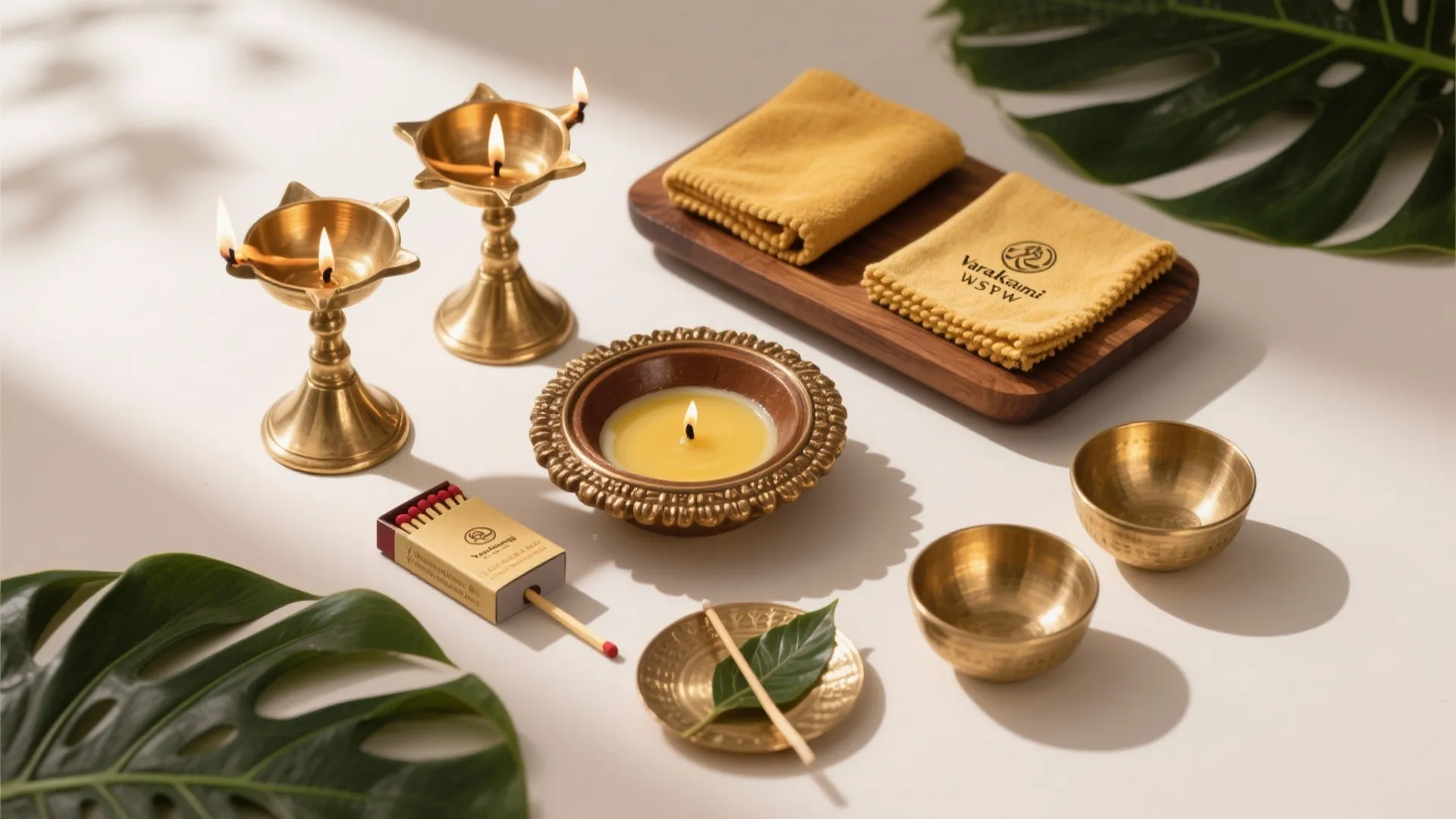 Textures that Shine: Brass, Kansa & Banana Leaf Accents