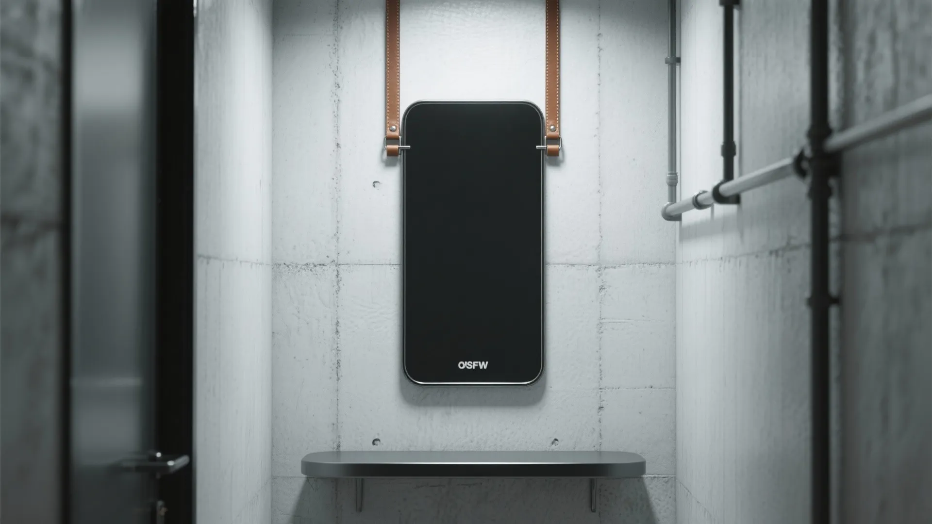 2. Minimal metal frame with leather straps