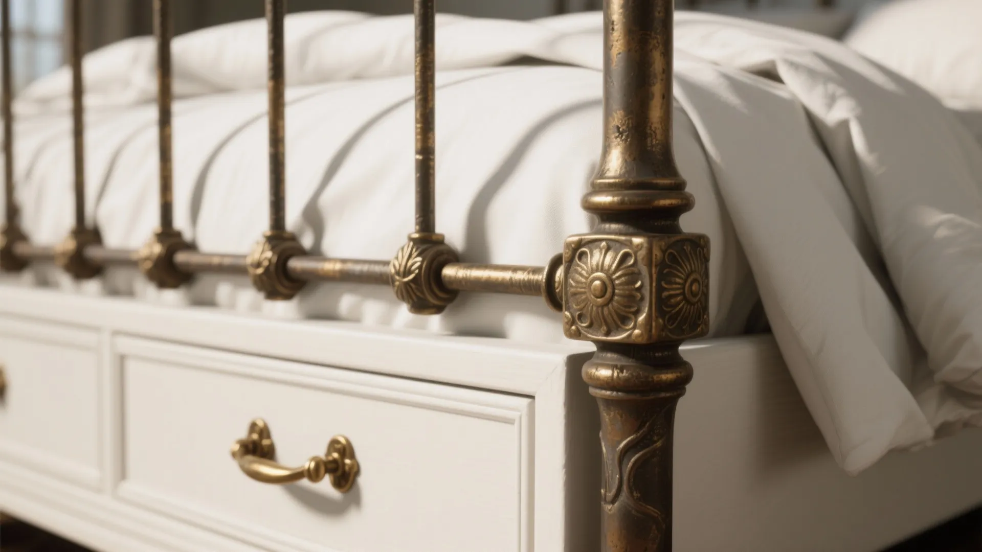 4. Mixed Materials: Metal Accents and White Linen