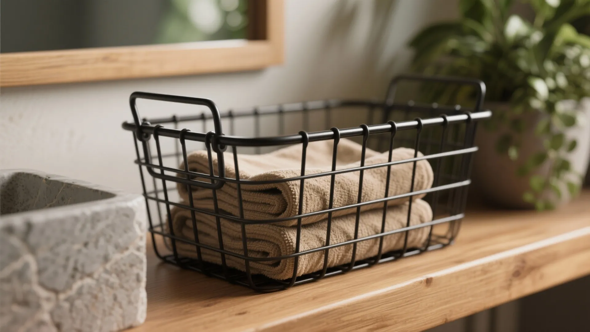 Metal Mesh Baskets for Modern Contrast