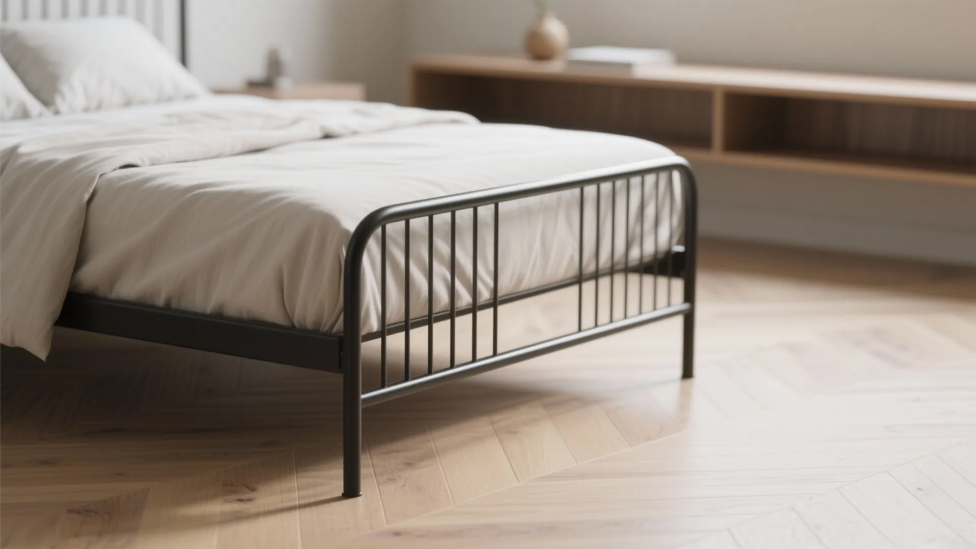 4. Minimalist metal frame for visual lightness