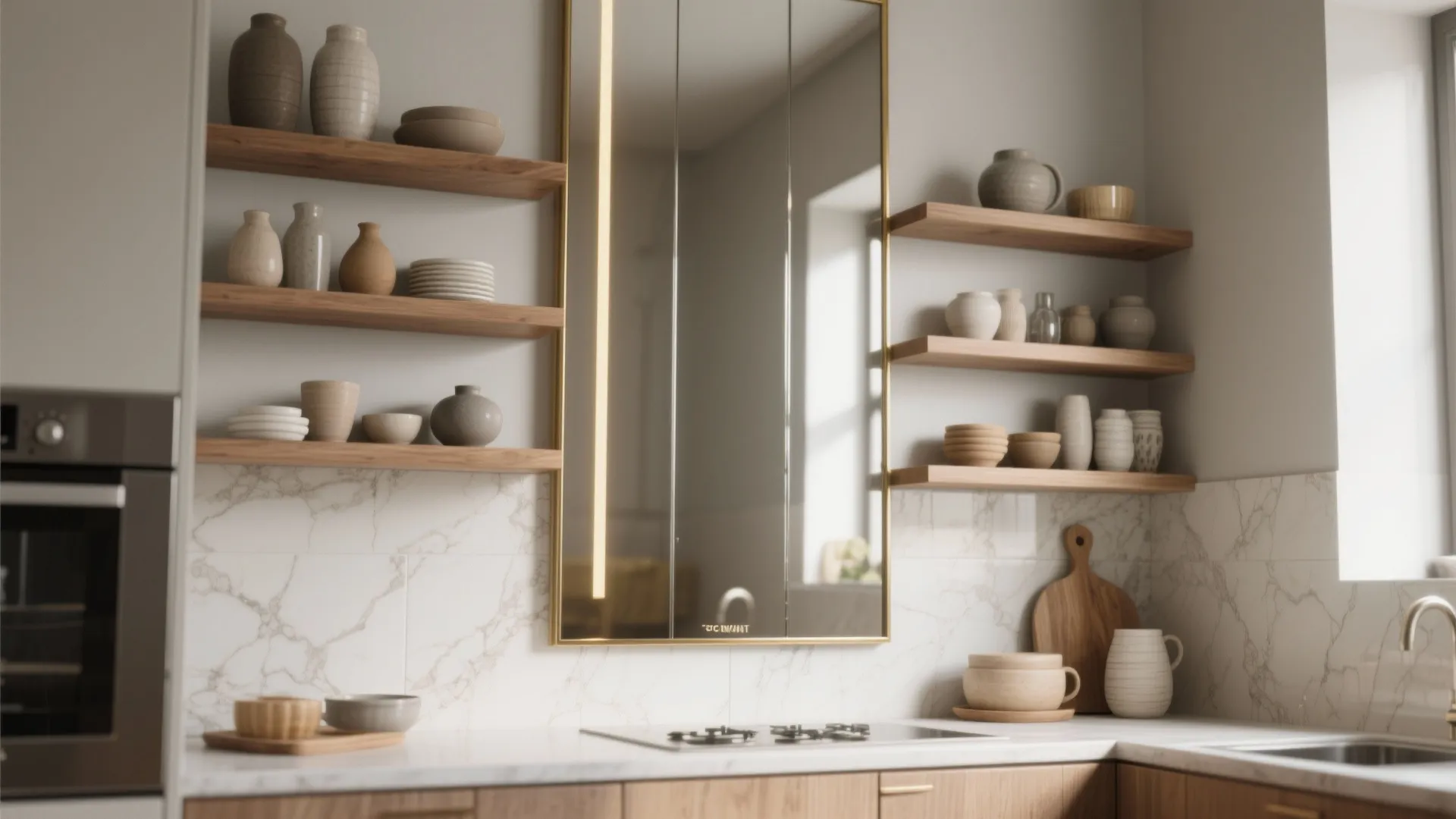 3. Metallic accents and mirrored panels