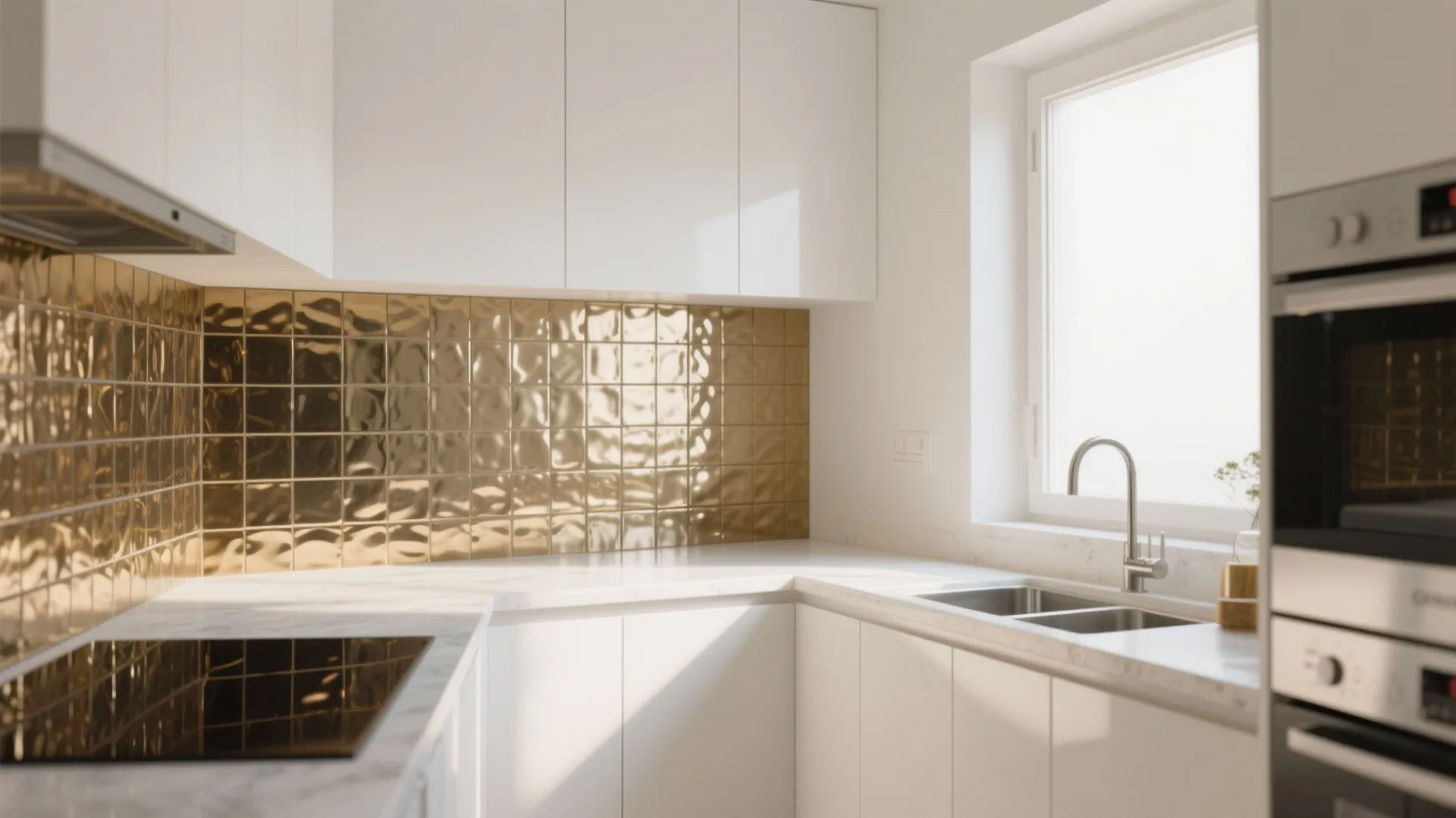 5. Metallic or mirrored tiles for brightness