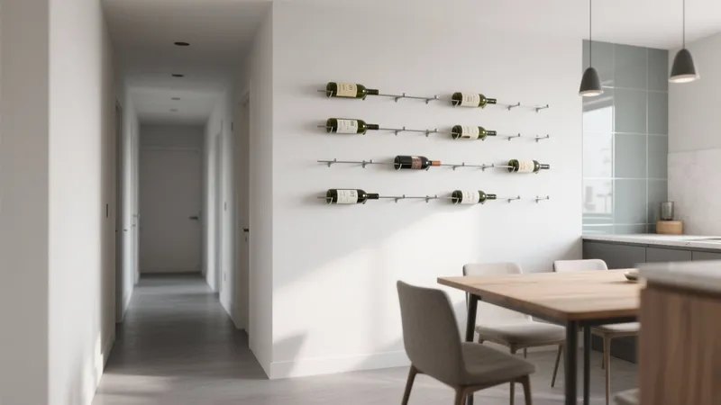 Modern Dining Room with Wall-Mounted Wine Racks