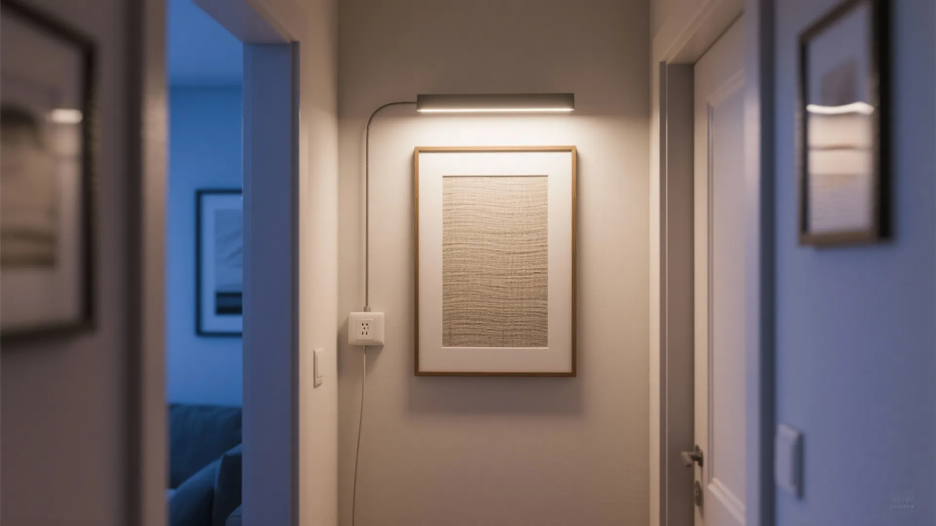 4) Picture lights as dual art and ambient lighting