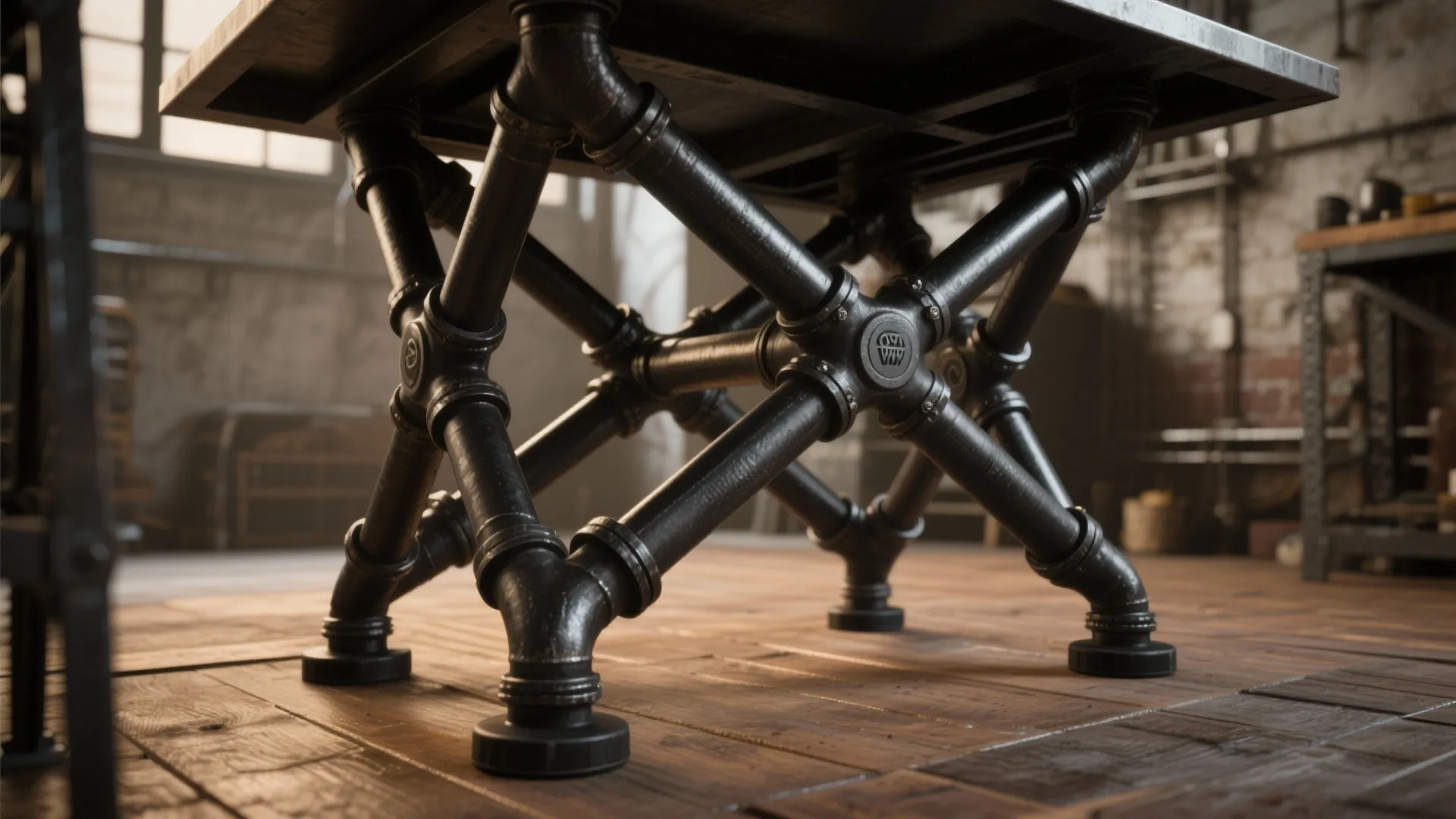 2. Metal Pipe Base — Industrial and Sturdy