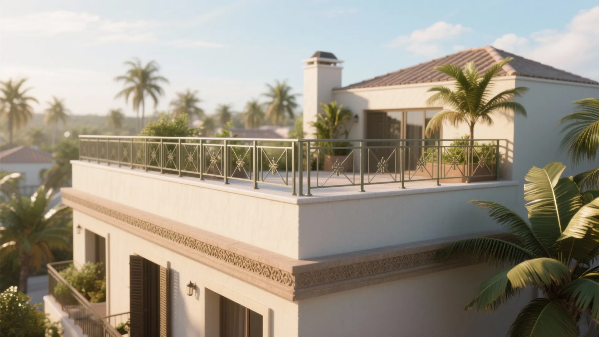 Metal Railing with Parapet Base