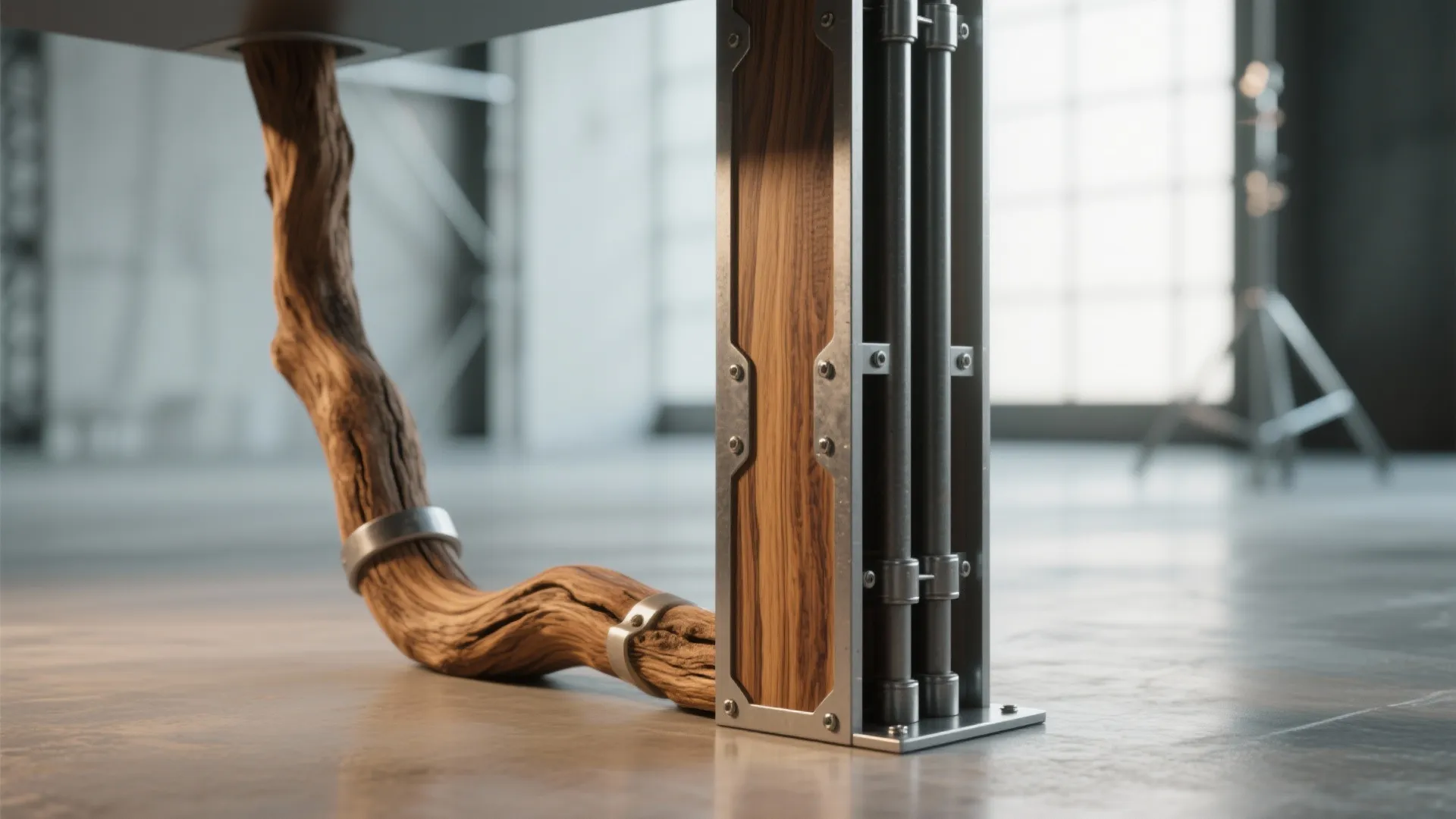 4. Metal spine with wood cladding: modern meets natural