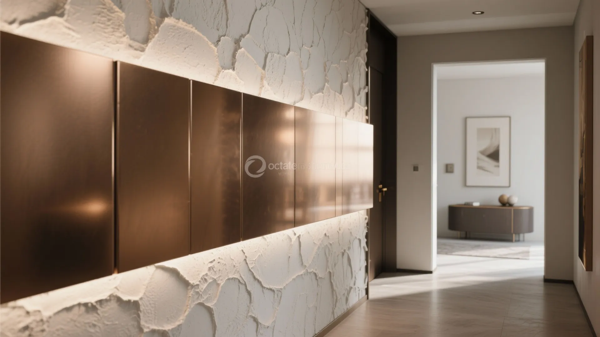 2. Metallic Stucco Accent with Satin Enamel