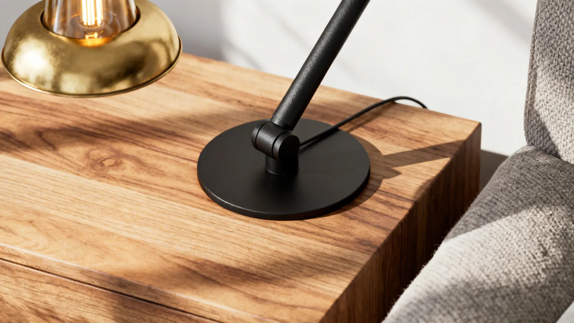 3. Monochrome with a Pop: Metallic and Wood Details