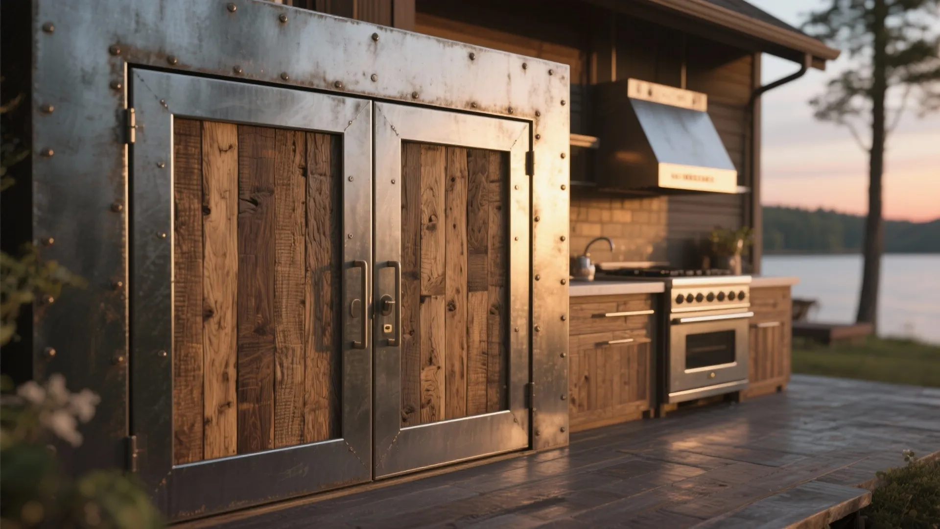 5. Mixed Materials: Metal Frames with Reclaimed Wood Faces