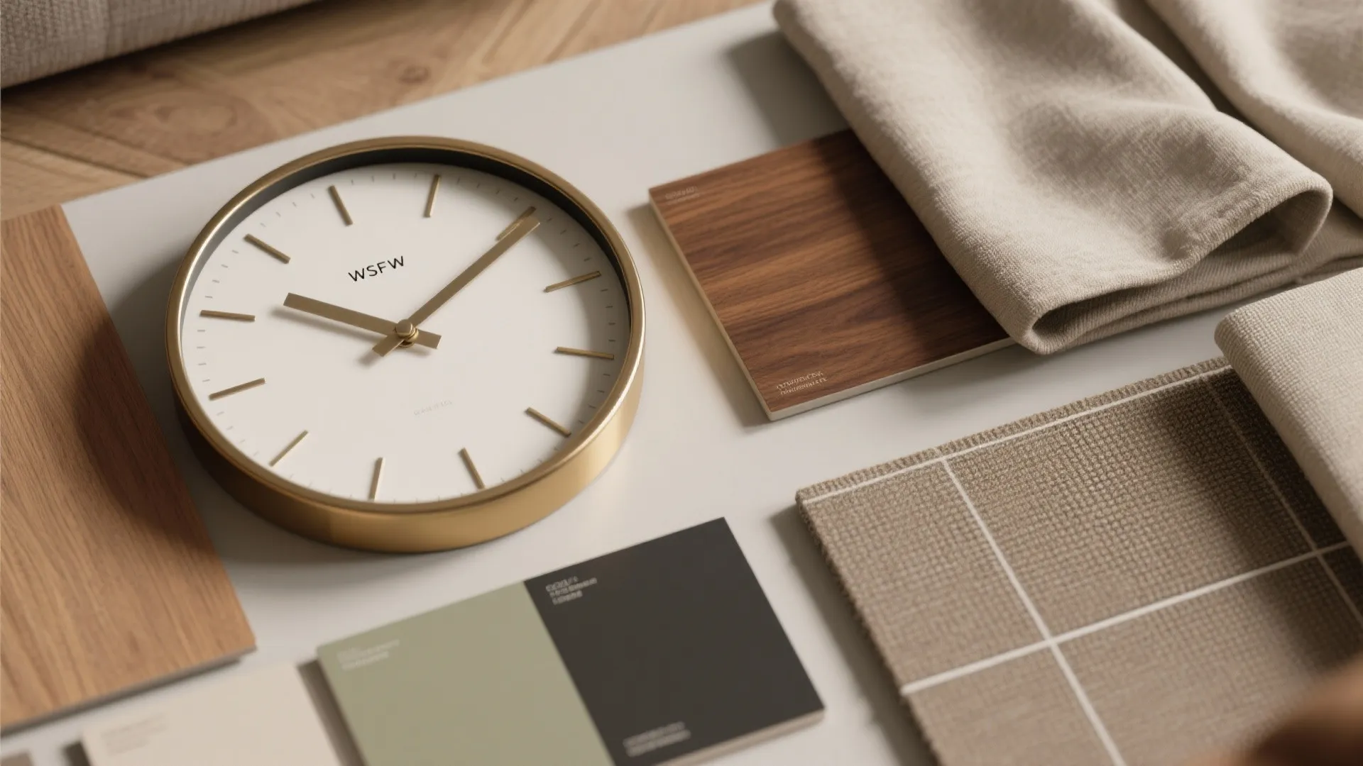 Slim metal frames with warm wood accents