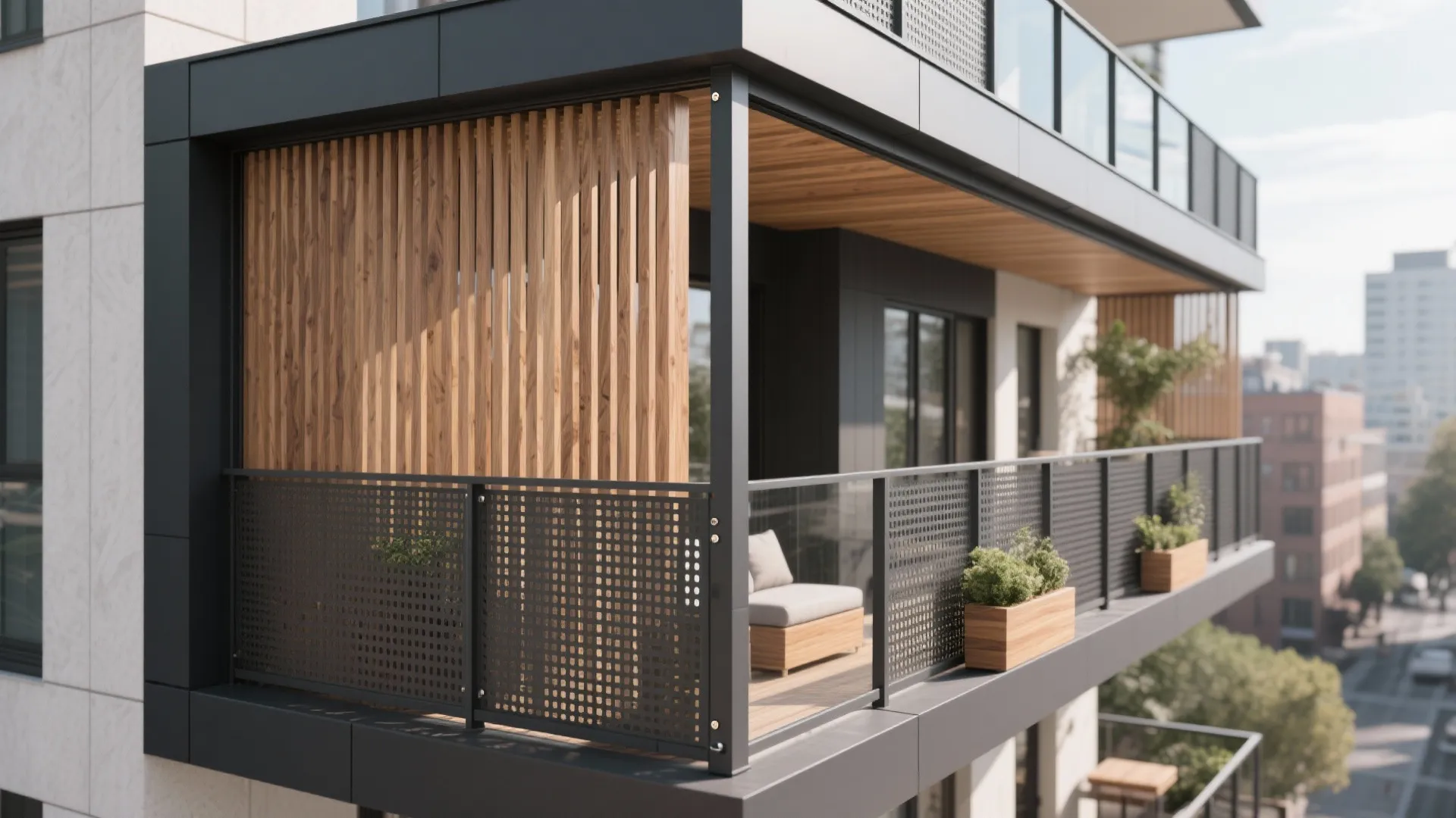 Hybrid Metal Screens with Wood Accents