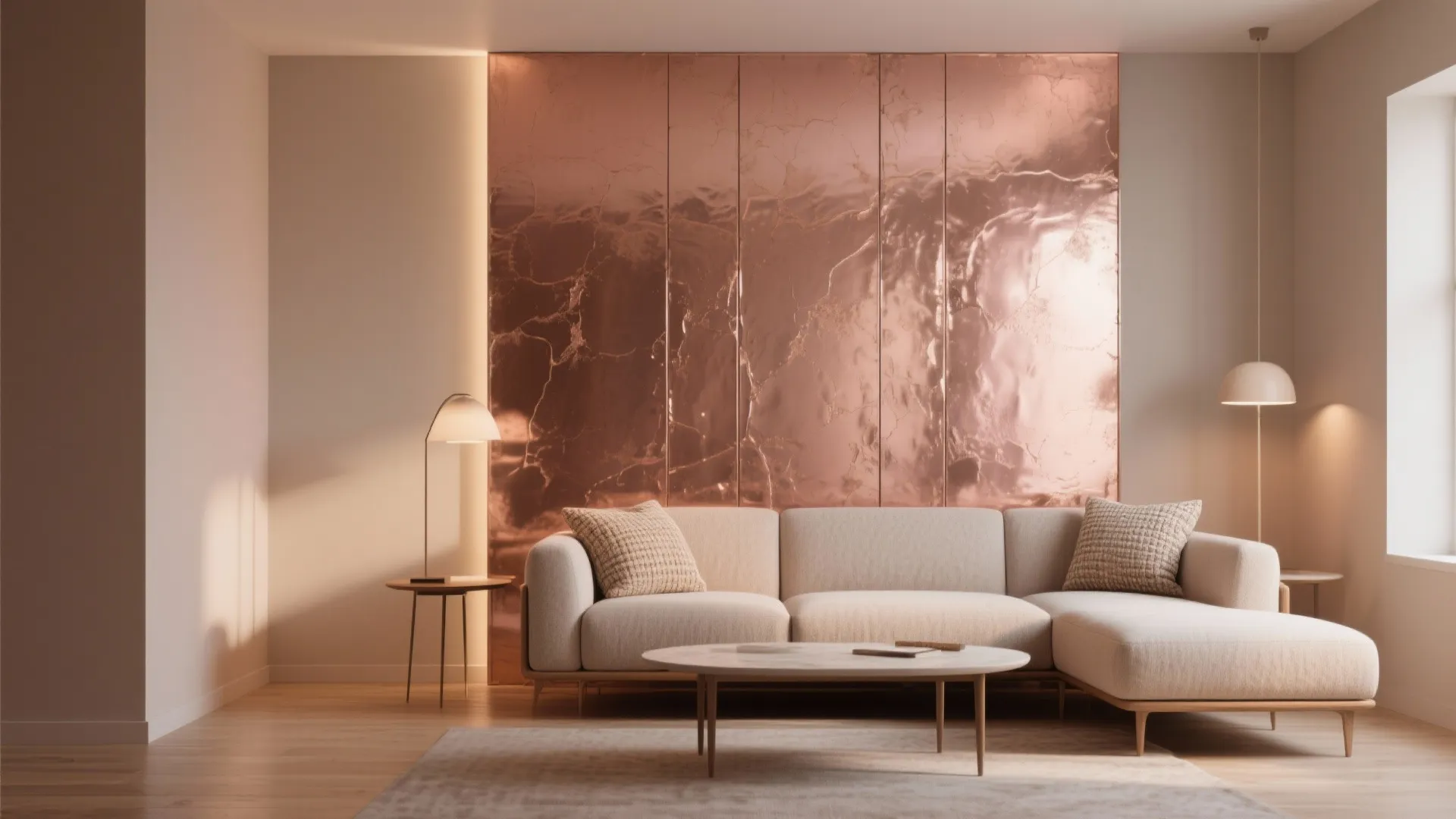 1. Metallic Accent Wall with Matte Neutrals