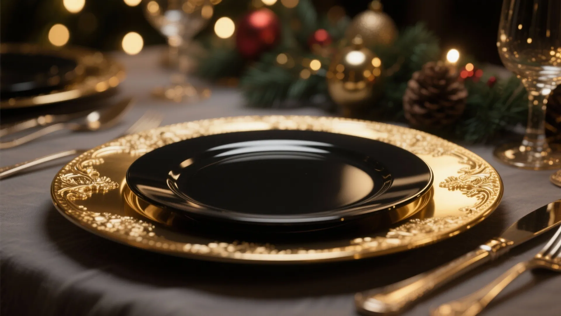 5. Metallic Accent Chargers