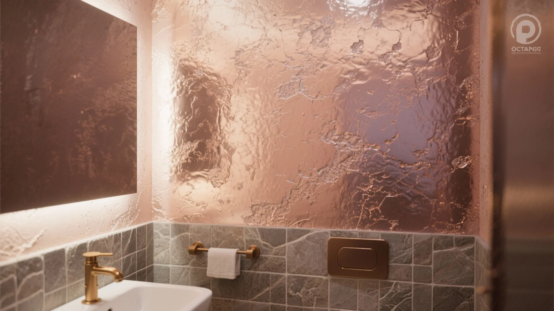 5. Metallic Plaster for Textured Mini Bathrooms