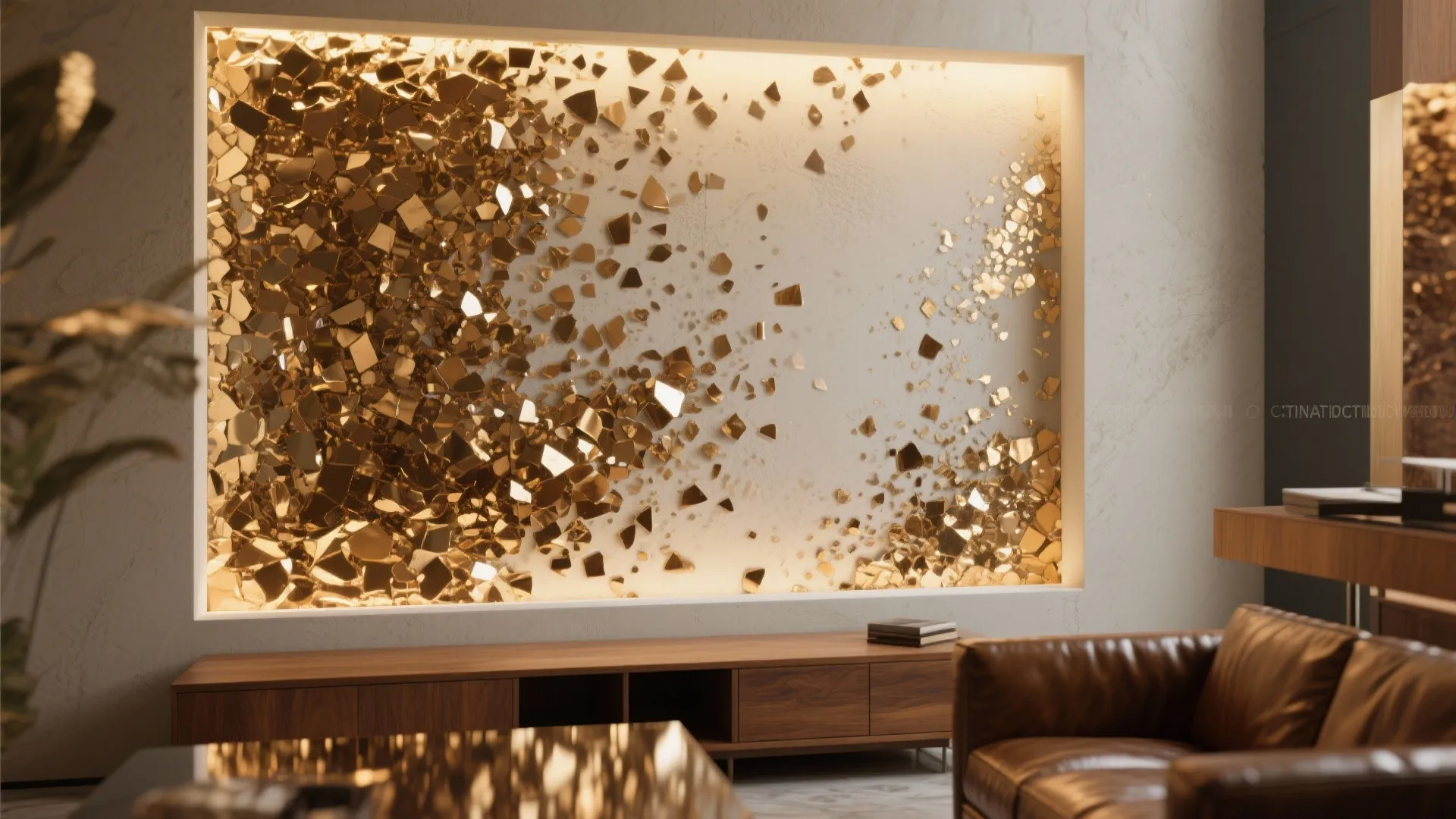 2. Chunky Metallic Flakes for Accent Walls