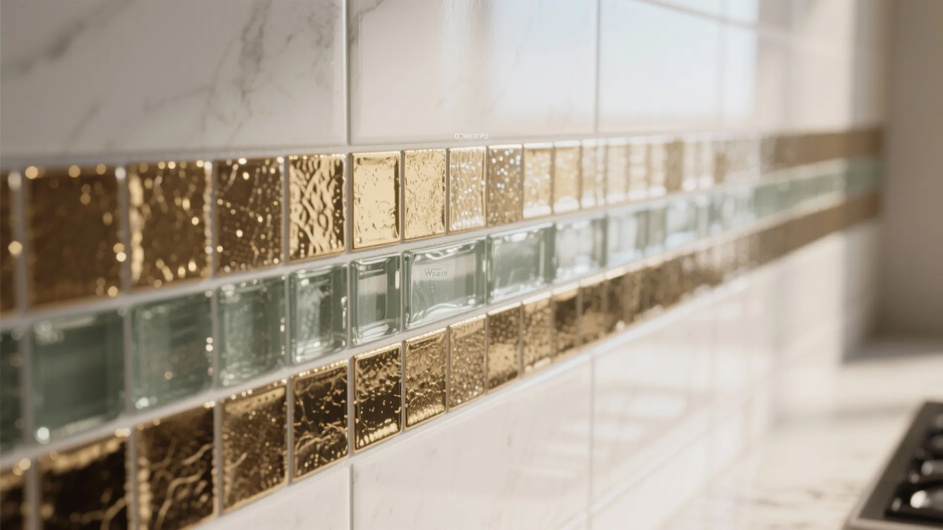 5. Metallic and glass accents to reflect light