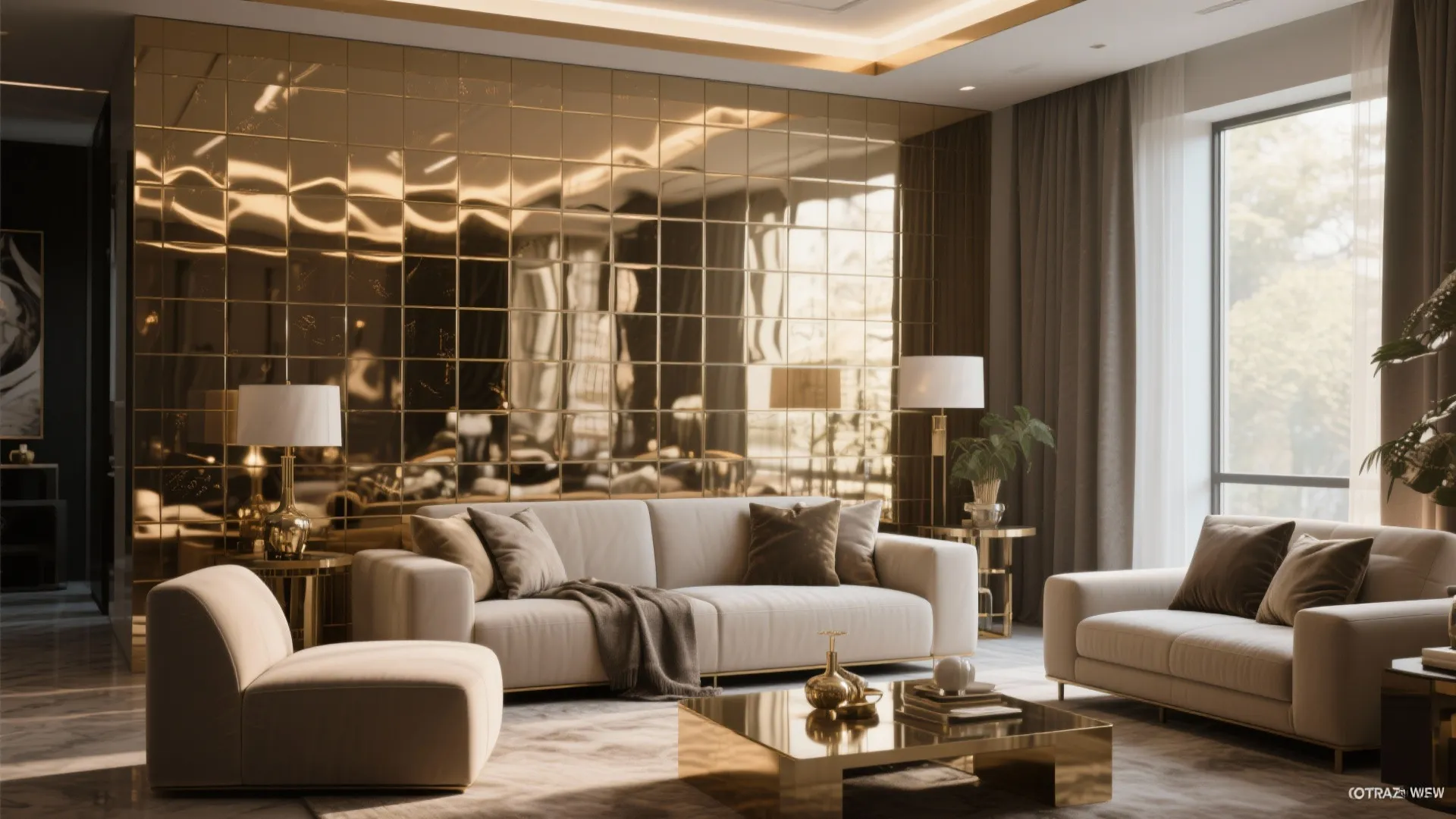 5. Metallic or glazed tiles for a luxe statement