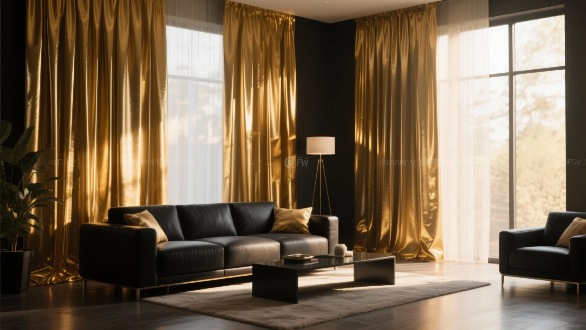 6. Metallic Gold Curtains