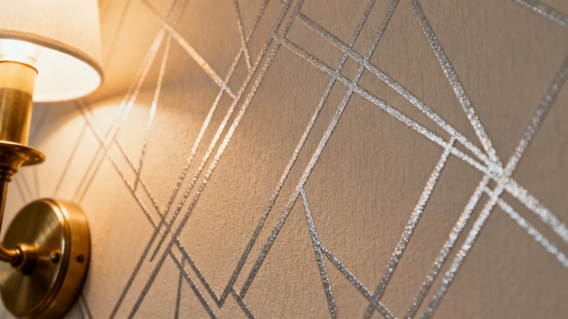 Macro of pewter metallic line 3D wallpaper with soft warm sheen and seamless finish.