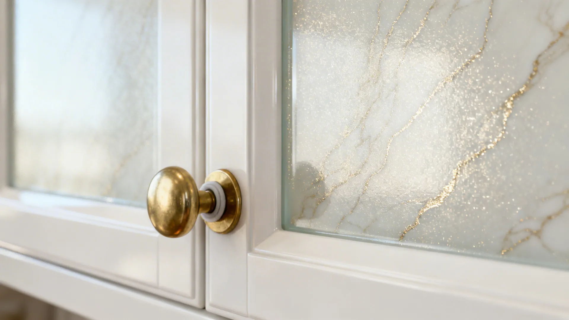 Metallic veining on back-painted glass