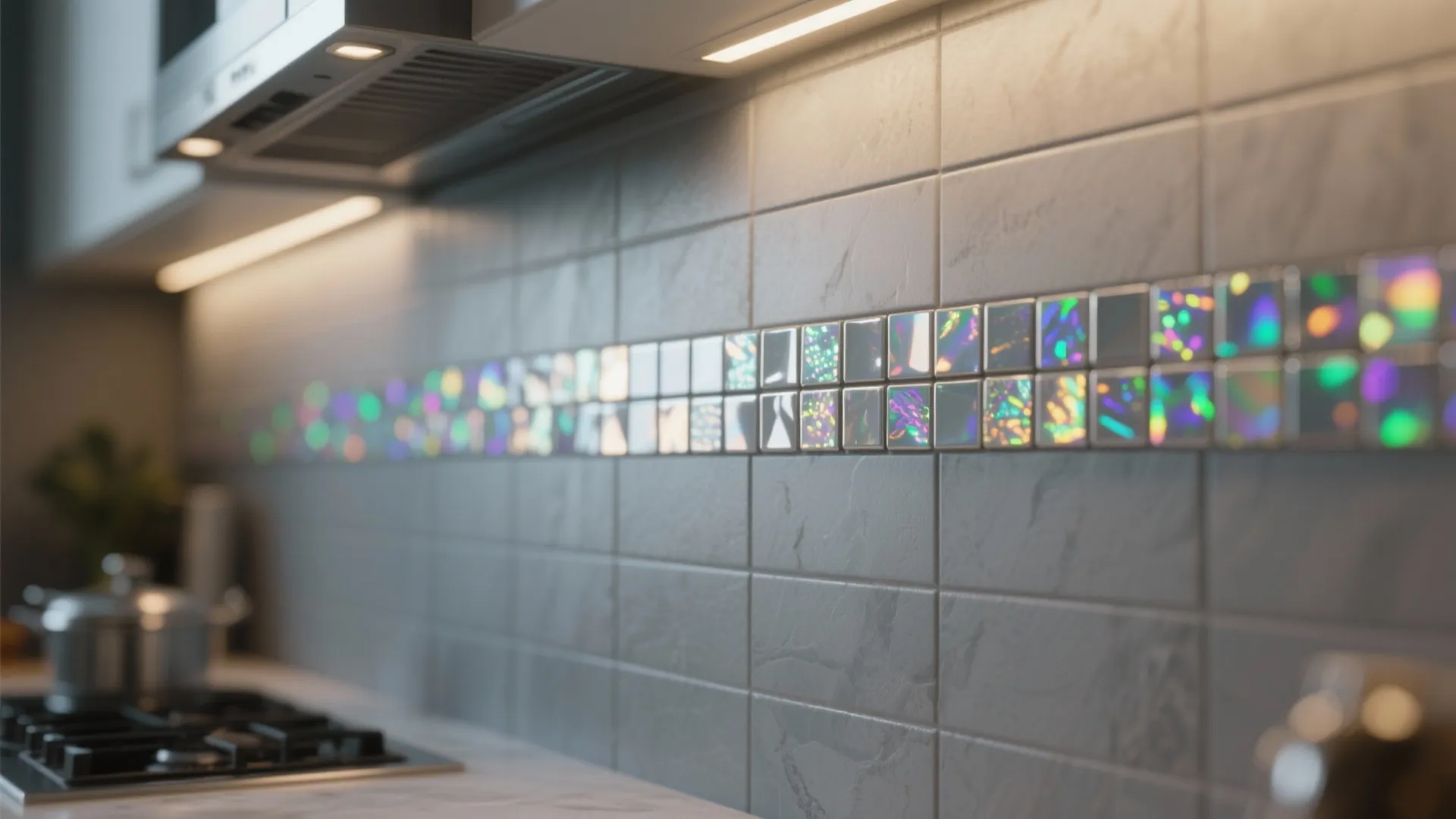 5. Metallic-grey mosaic accents