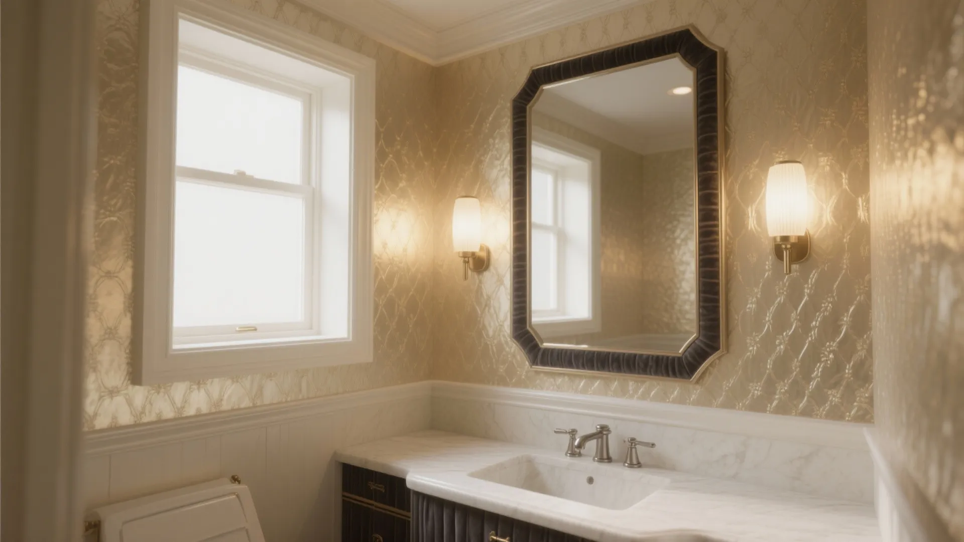 Metallic or Mica-Flecked Wallpaper to Bounce Light