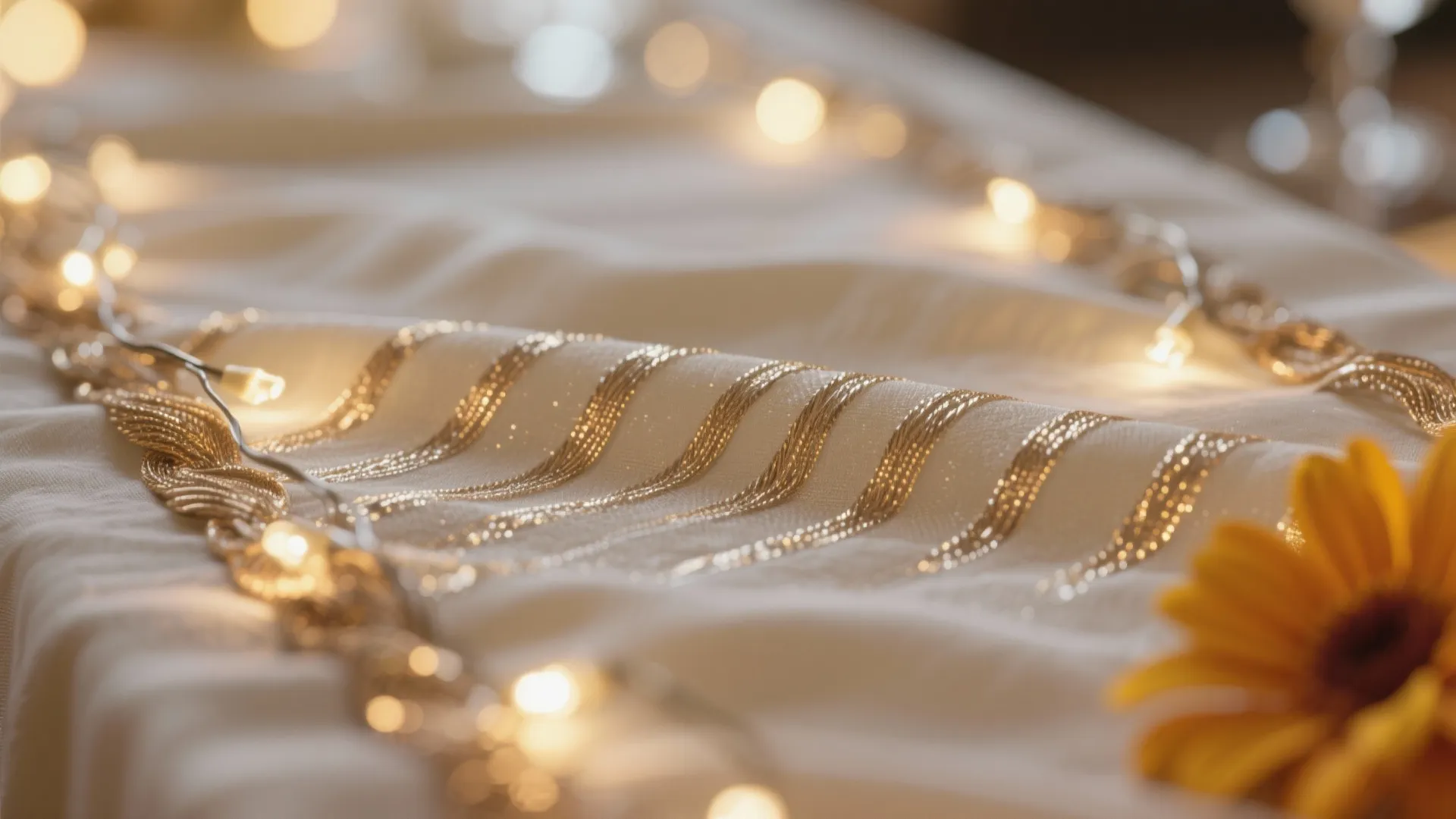 Textile Backdrop: Marigold, Muslin, and Metallic Thread