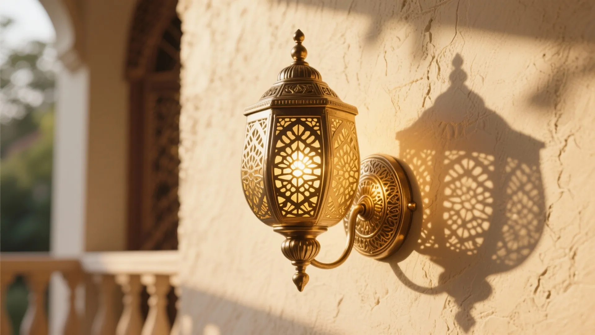 Metallic Wall Sconces with Patterned Shadows